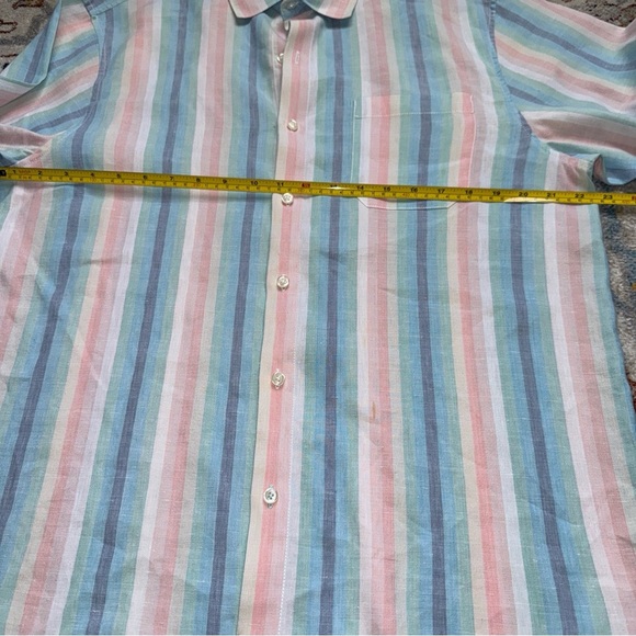 Tommy Bahama Men's linen Sunset Pier Stripe Shirt, Blue Crush large - Picture 9 of 13